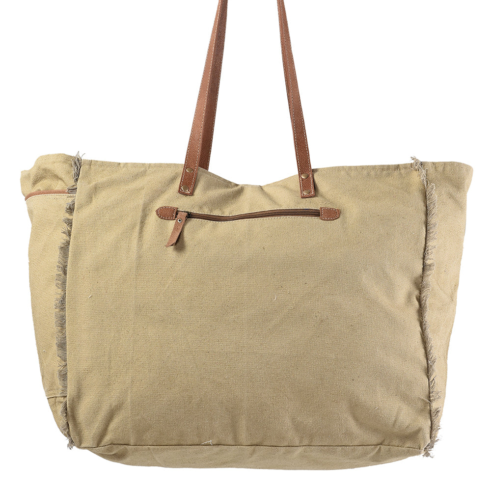 Ohlay Tote Upcycled Wool Upcycled Canvas Genuine Leather