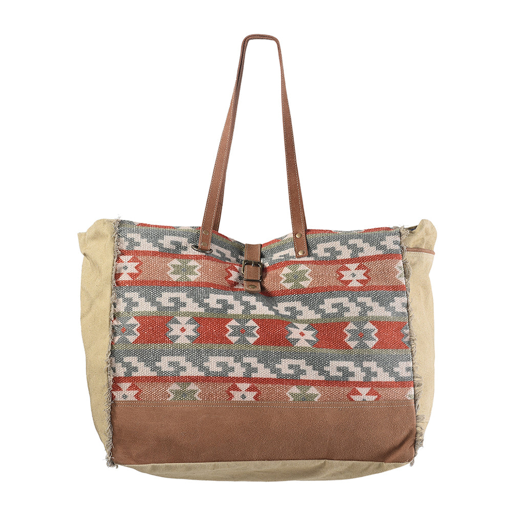 Ohlay Tote Upcycled Wool Upcycled Canvas Genuine Leather