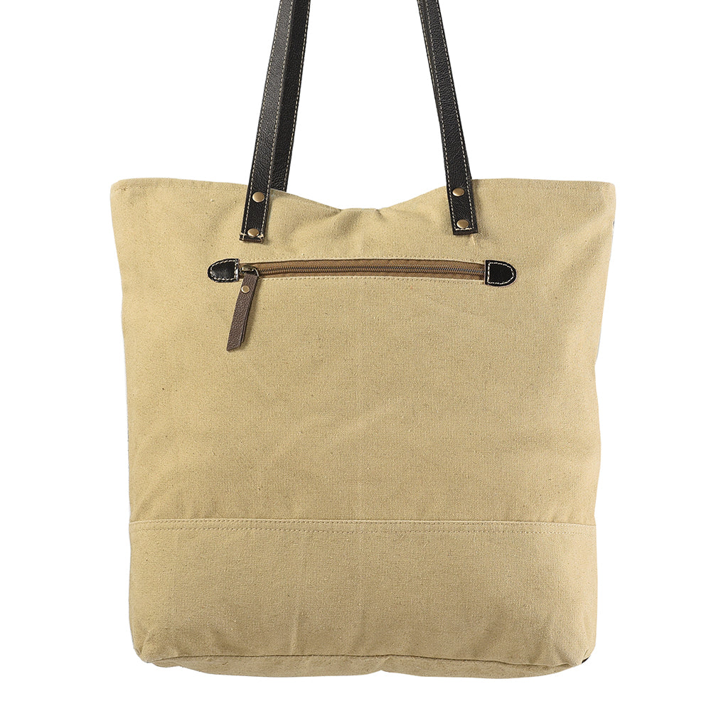 Ohlay Tote Upcycled Wool Upcycled Canvas Hair-on Genuine Leather