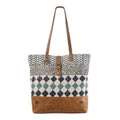 OHLAY Upcycled Wool Canvas Embossed Genuine Leather Tote