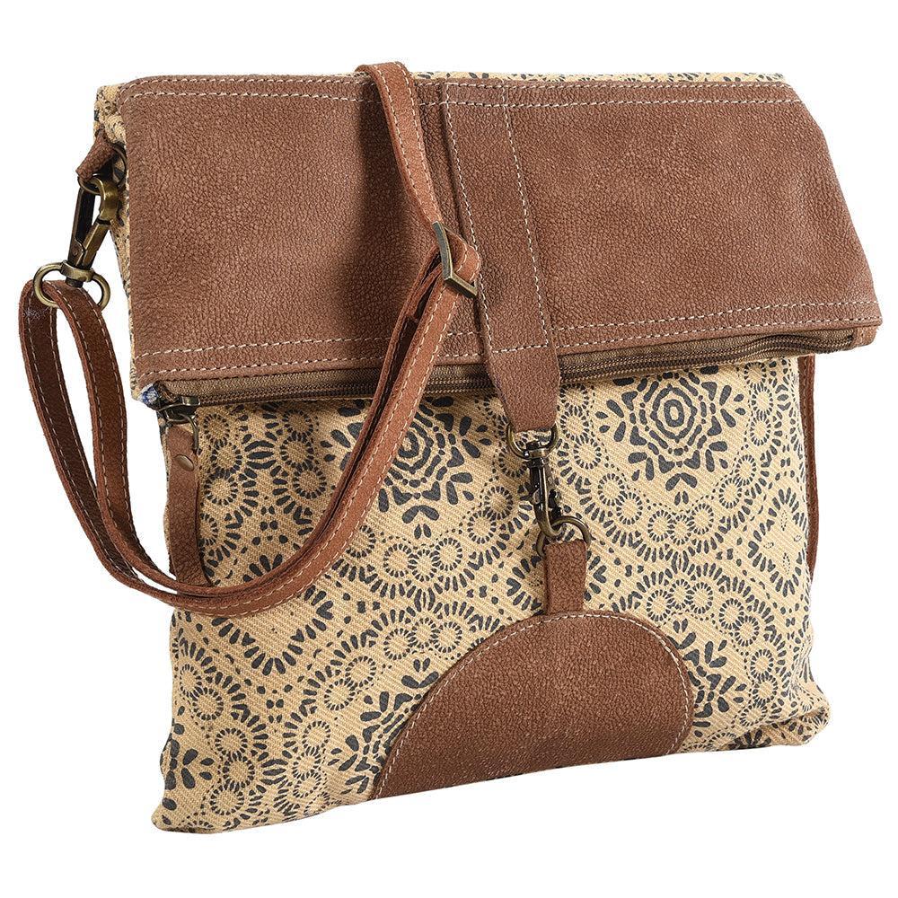 OHLAY Upcycled Canvas Genuine Leather Crossbody Bag