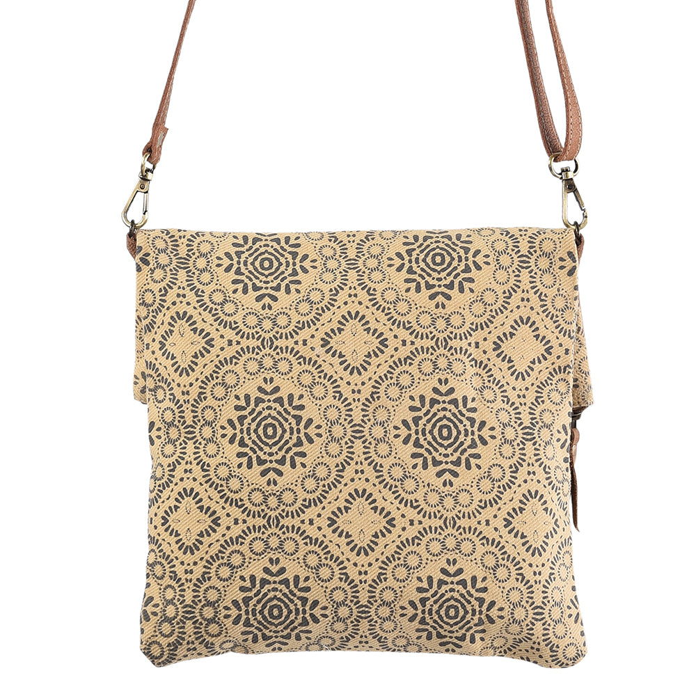 OHLAY Cross Body Upcycled Canvas Genuine Leather Women's Bag Western Handbag Purse | Womens Handbags Belt for Women Summer