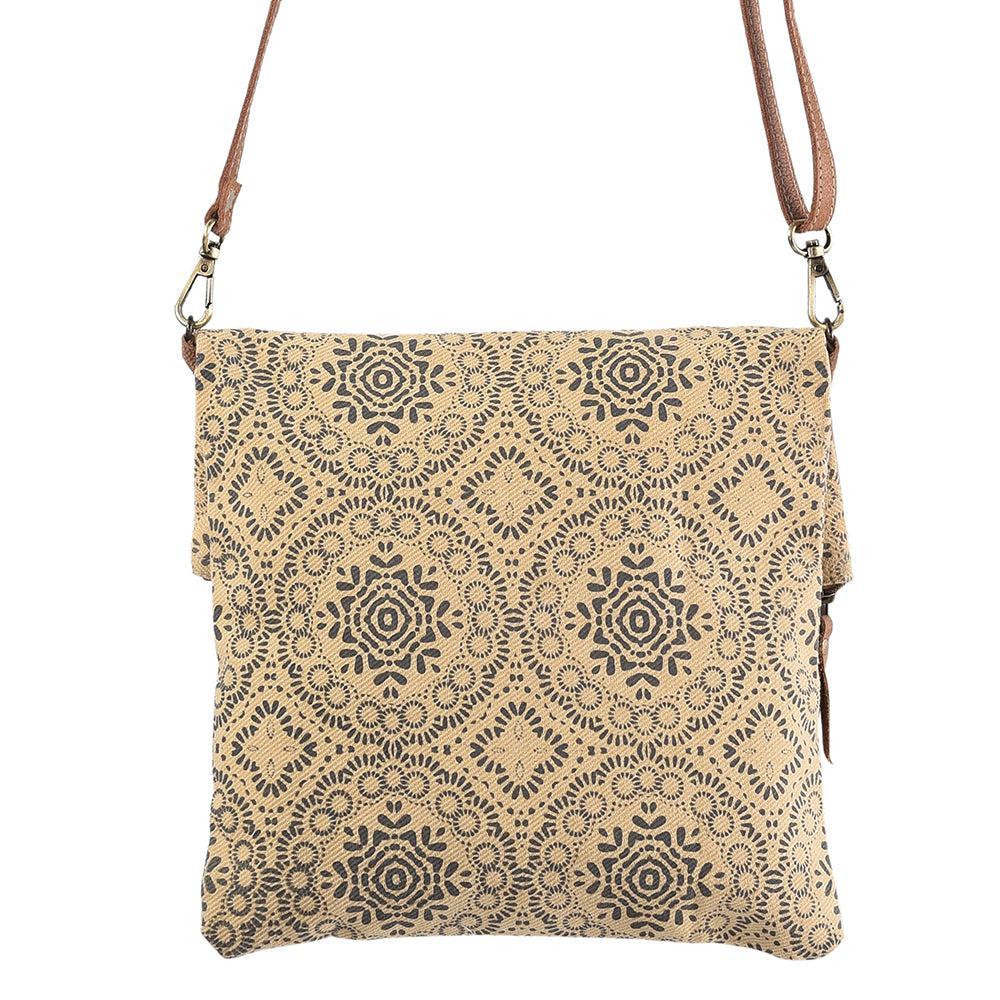 OHLAY Upcycled Canvas Genuine Leather Crossbody Bag