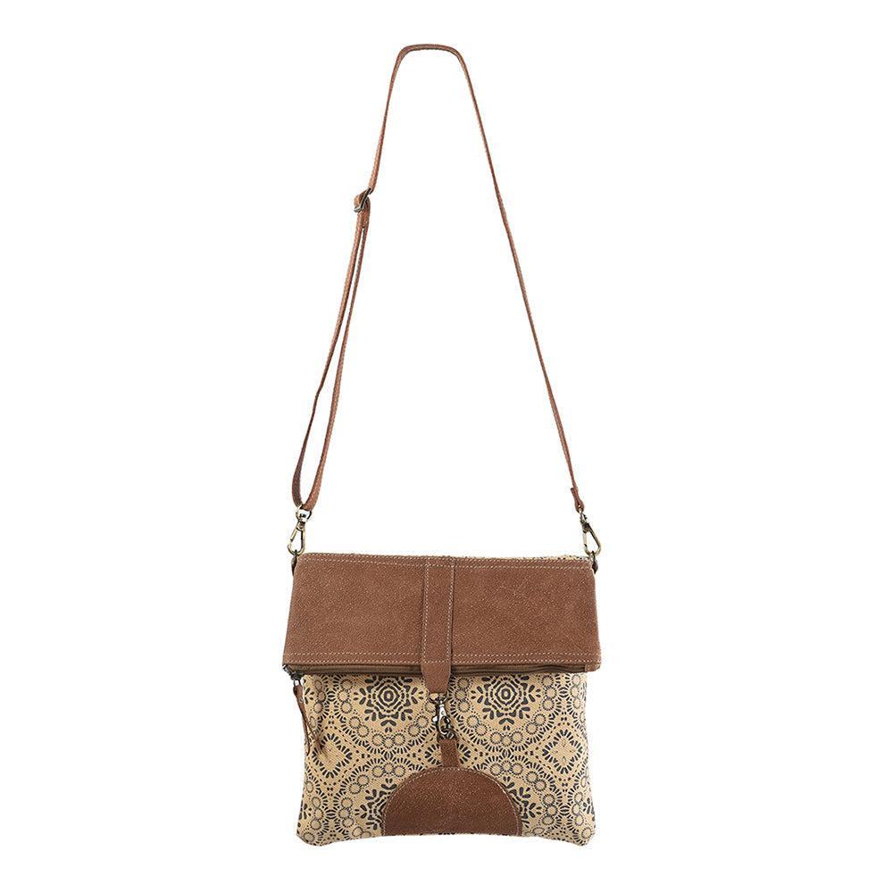OHLAY Upcycled Canvas Genuine Leather Crossbody Bag