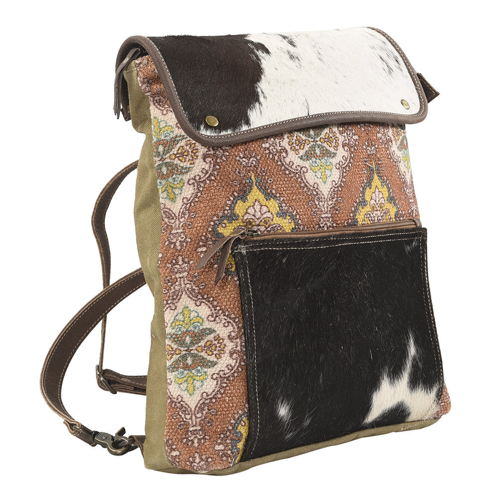 Ohlay Backpack Upcycled Canvas Hair-On Genuine Leather