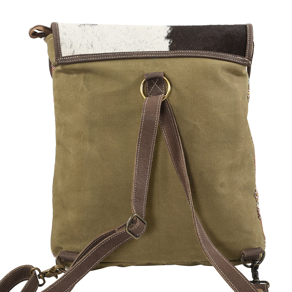 Ohlay Backpack Upcycled Canvas Hair-On Genuine Leather