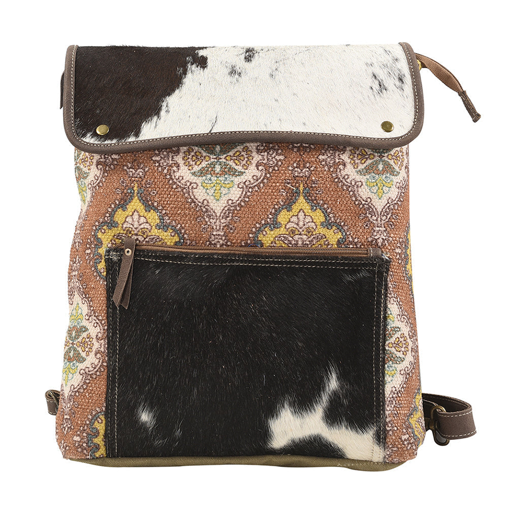 Ohlay Backpack Upcycled Canvas Hair-On Genuine Leather