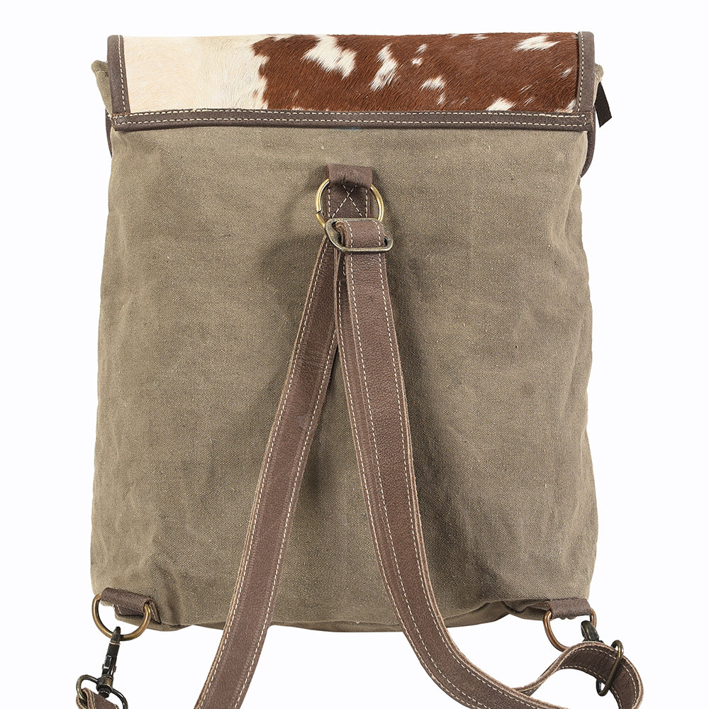 Ohlay Backpack Upcycled Canvas Hair-On Genuine Leather