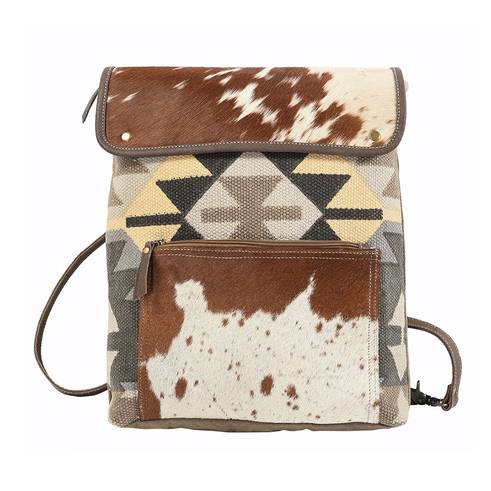 Ohlay Backpack Upcycled Canvas Hair-On Genuine Leather