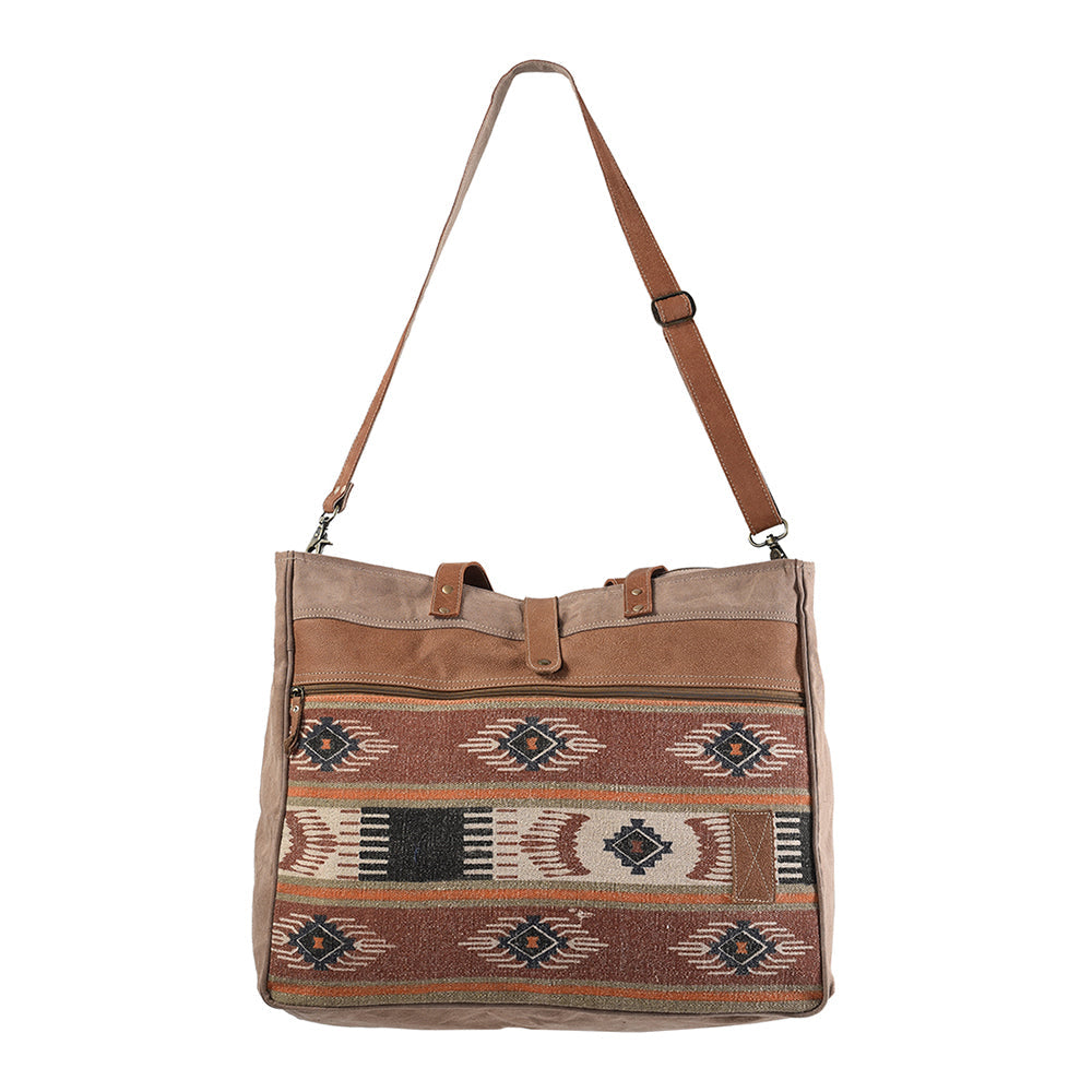 OHLAY Upcycled Wool Canvas Genuine Leather Tote