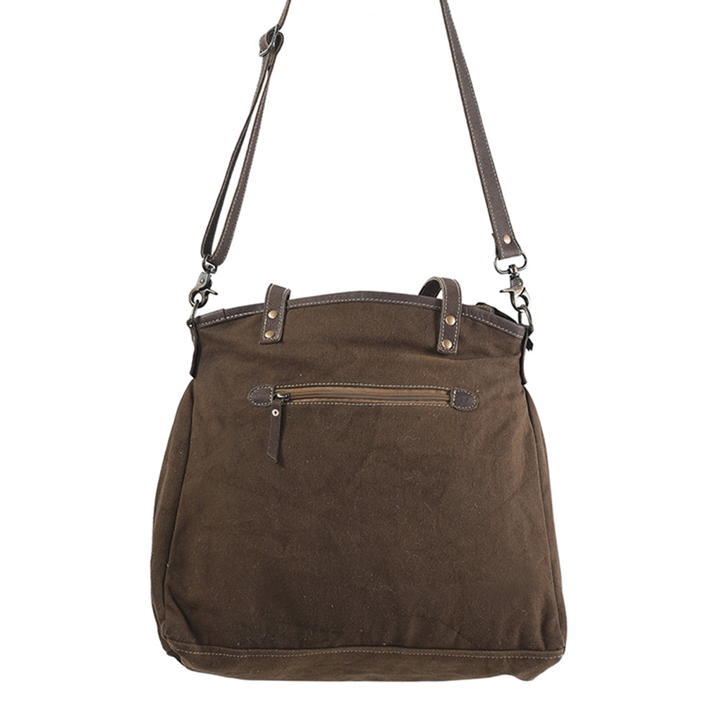 OHLAY Upcycled Wool Canvas Hair-On Genuine Leather Tote