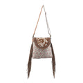 OHLAY Upcycled Wool Canvas Hair-On Genuine Leather Messenger Bag