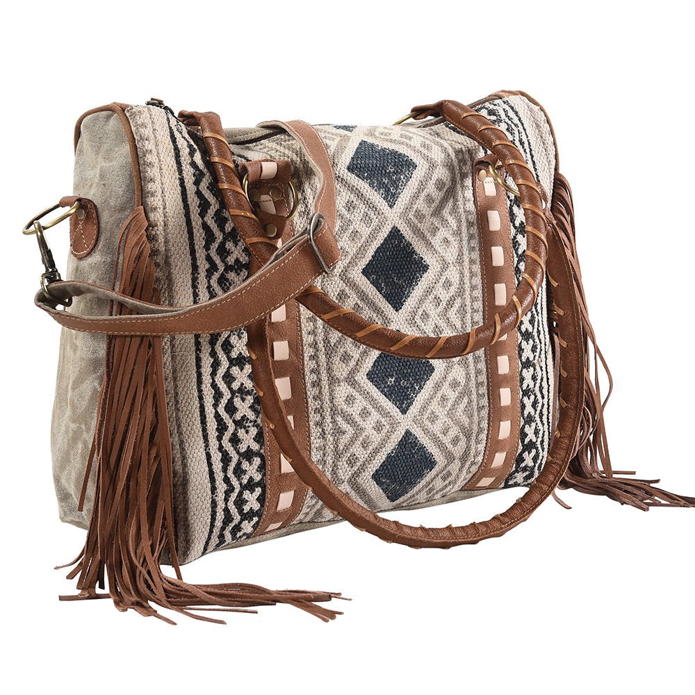 Upcycled Wool and Leather Tote Bag With Western Style