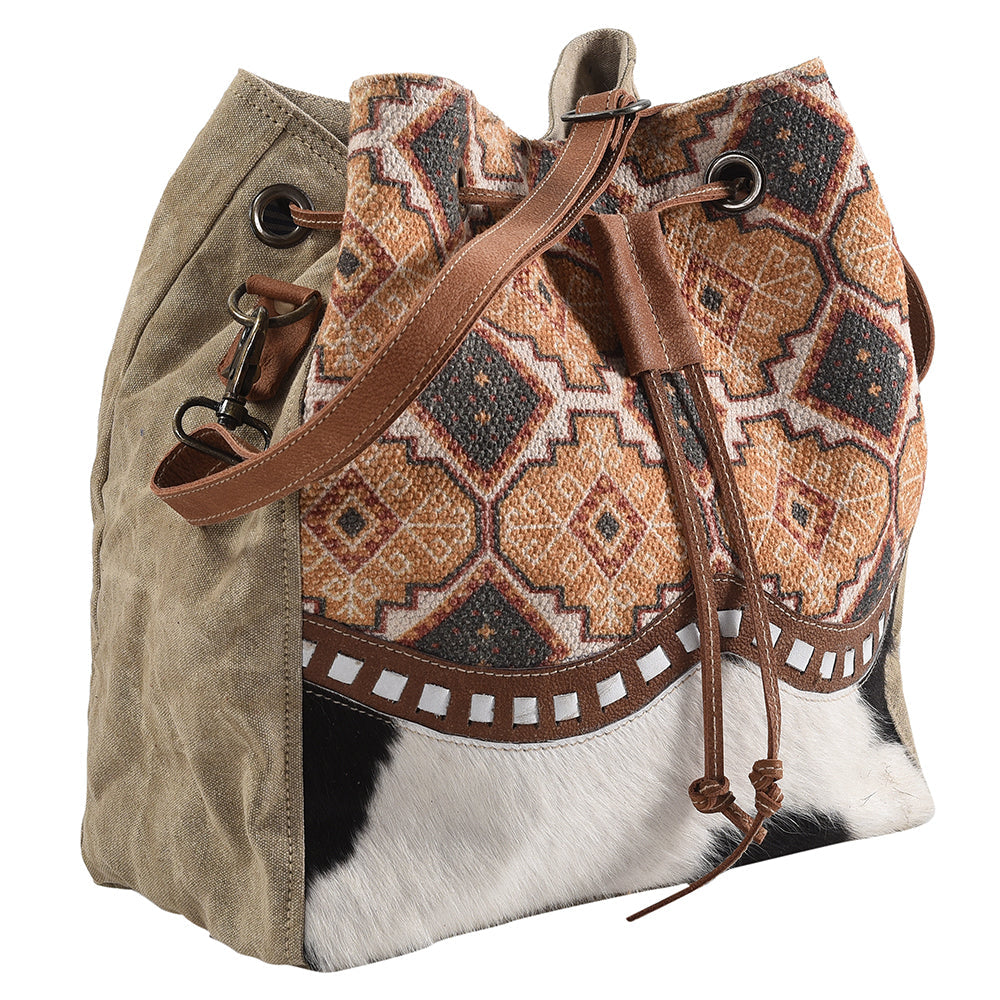 Ohlay Bucket Upcycled Wool Upcycled Canvas Hair-On Genuine Leather