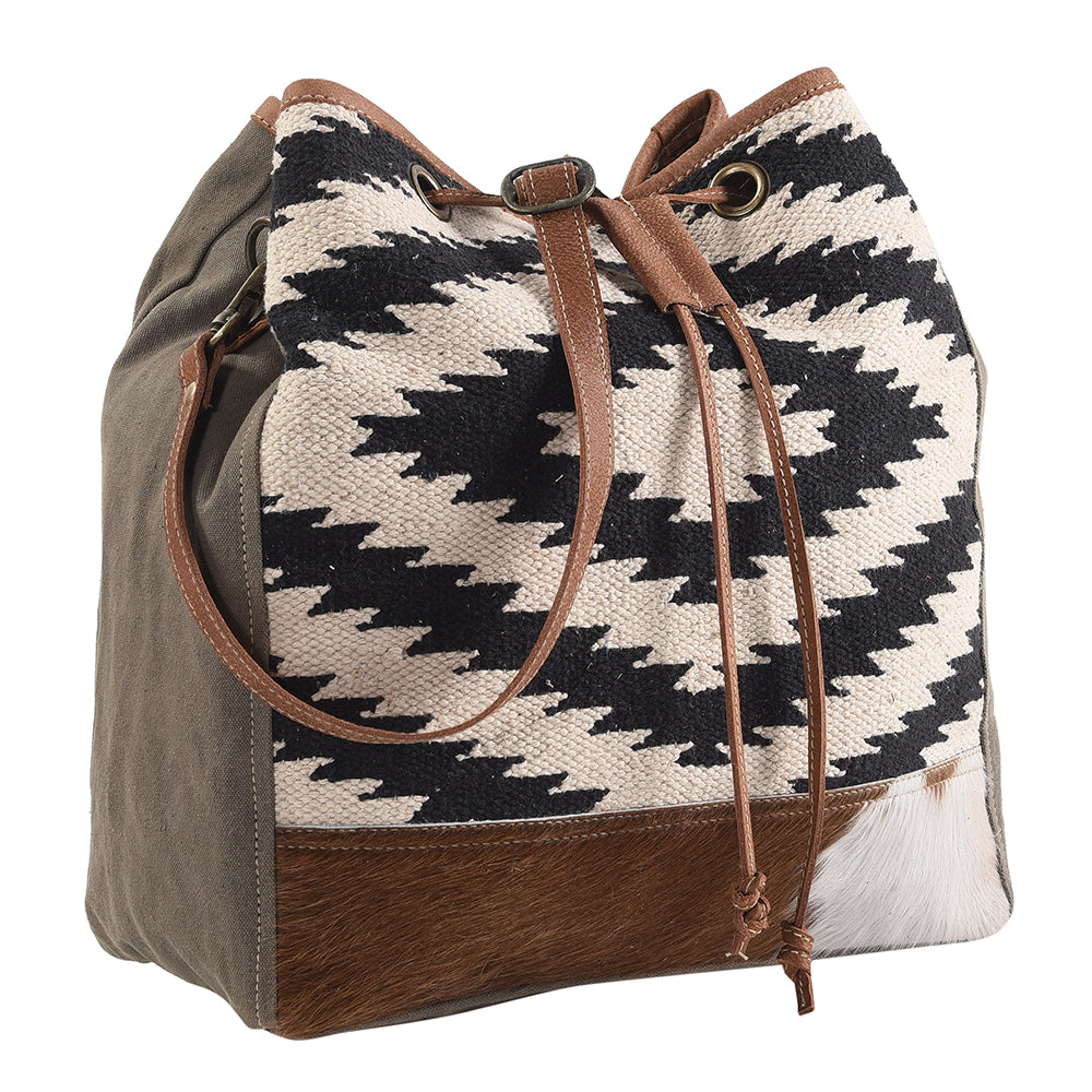Ohlay Bucket Upcycled Wool Upcycled Canvas Hair-On Genuine Leather