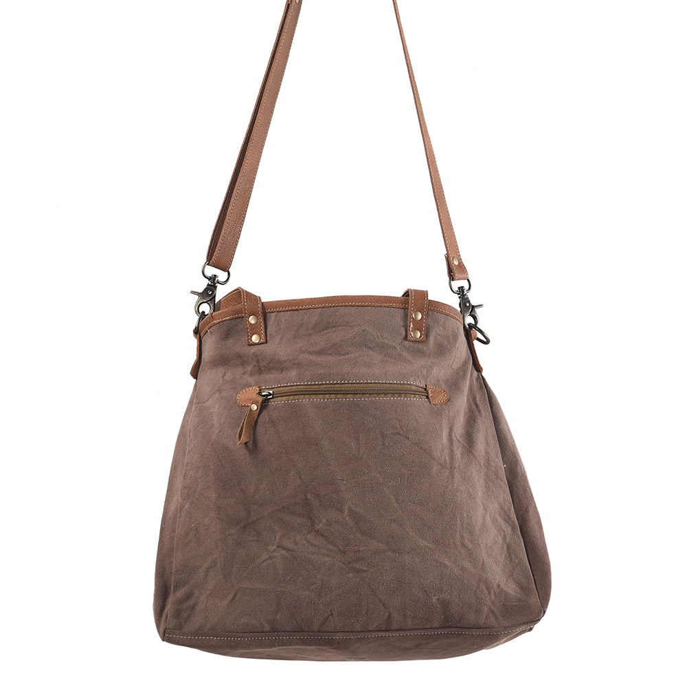 OHLAY Upcycled Wool Canvas Genuine Leather Tote