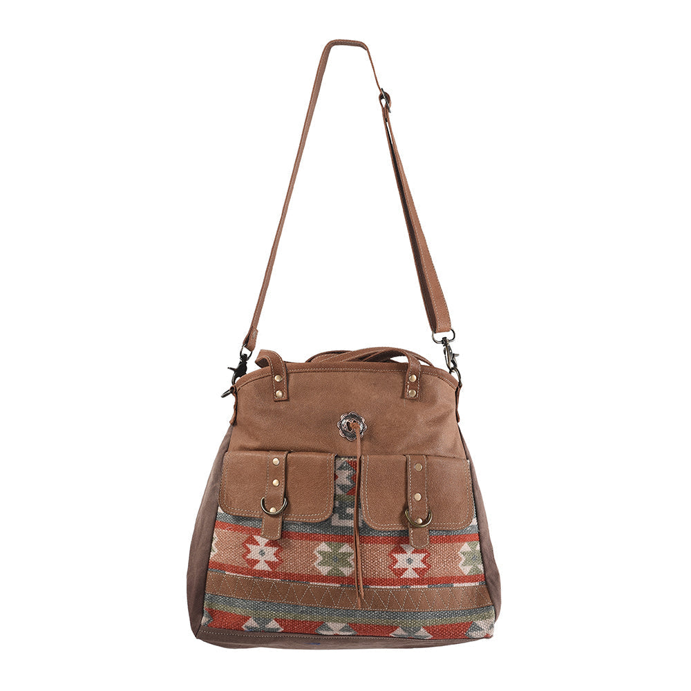 OHLAY Upcycled Wool Canvas Genuine Leather Tote