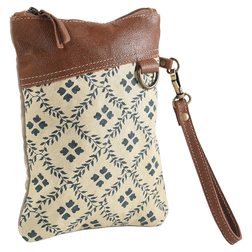 OHLAY Upcycled Canvas Genuine Leather Wristlet