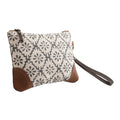 OHLAY Upcycled Wool Canvas Genuine Leather Wristlet