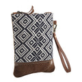 OHLAY Upcycled Wool Canvas Genuine Leather Wristlet