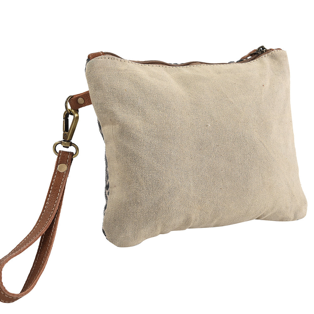Ohlay Wristlet Upcycled Wool Upcycled Canvas Genuine Leather