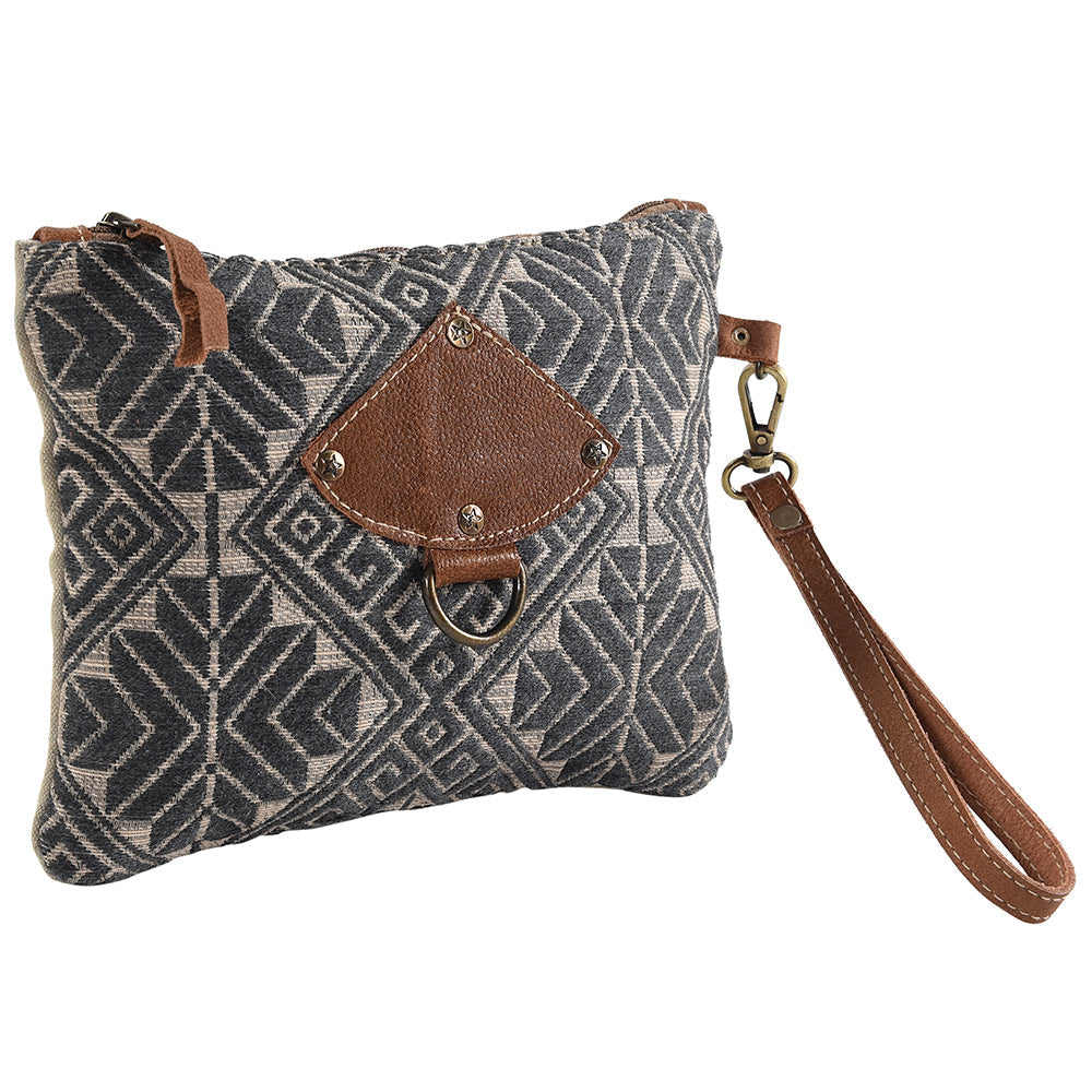 Ohlay Wristlet Upcycled Wool Upcycled Canvas Genuine Leather
