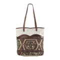 OHLAY Upcycled Wool Canvas Embossed Hair-On Genuine Leather Tote