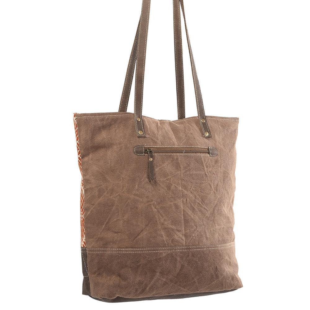 OHLAY Upcycled Wool Canvas Genuine Leather Tote