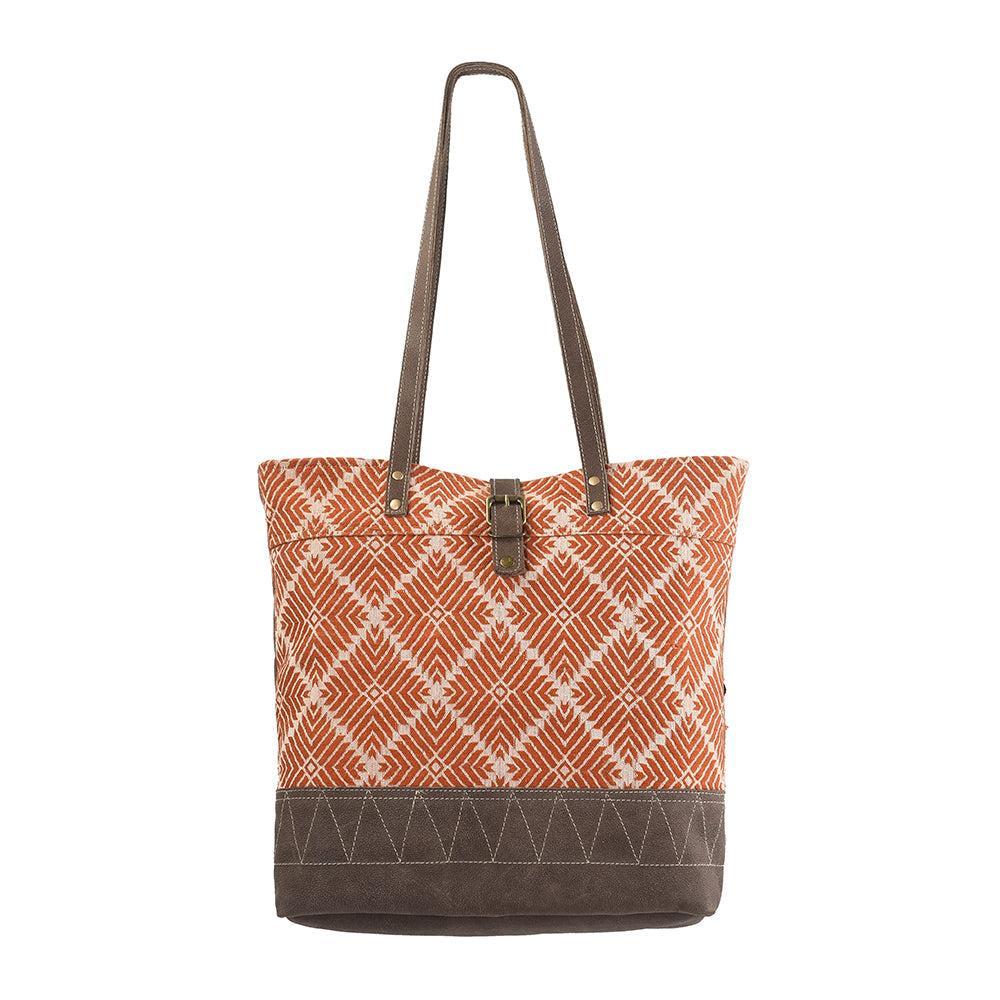 OHLAY Upcycled Wool Canvas Genuine Leather Tote