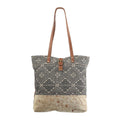 OHLAY Upcycled Wool Canvas Hair-On Genuine Leather Tote