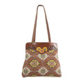 OHLAY Hand-Tooled Upcycled Canvas Genuine Leather Tote