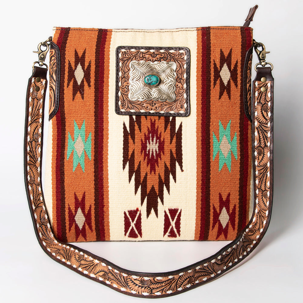 American Darling Messenger Hand Tooled Saddle Blanket Genuine Leather