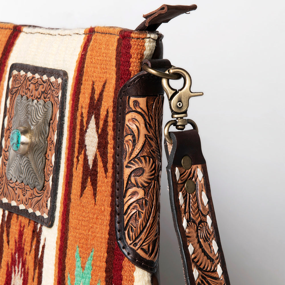 American Darling Messenger Hand Tooled Saddle Blanket Genuine Leather
