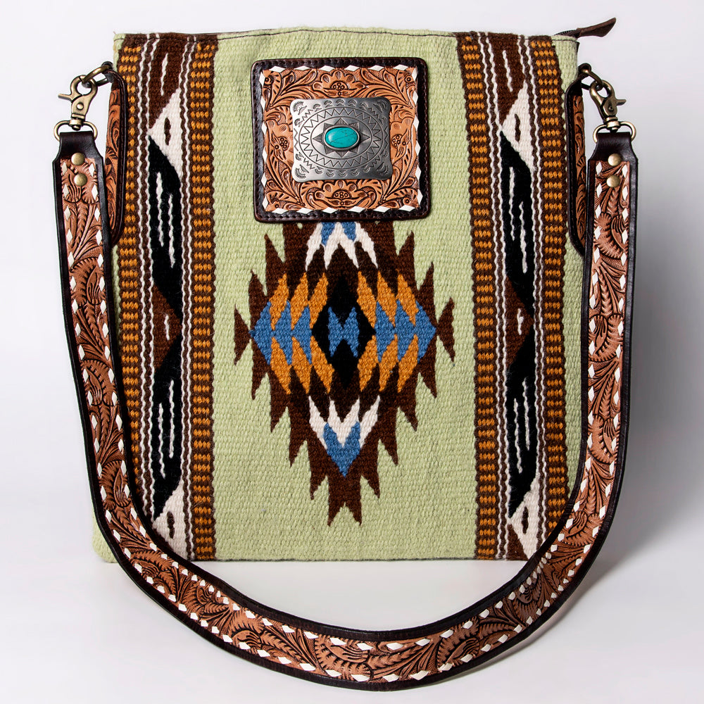 American Darling Messenger Hand Tooled Saddle Blanket Genuine Leather