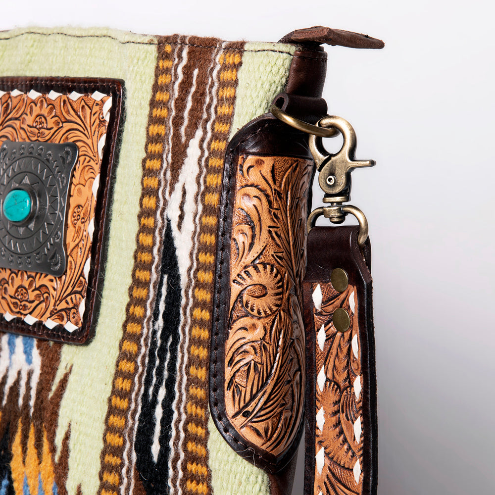 American Darling Messenger Hand Tooled Saddle Blanket Genuine Leather