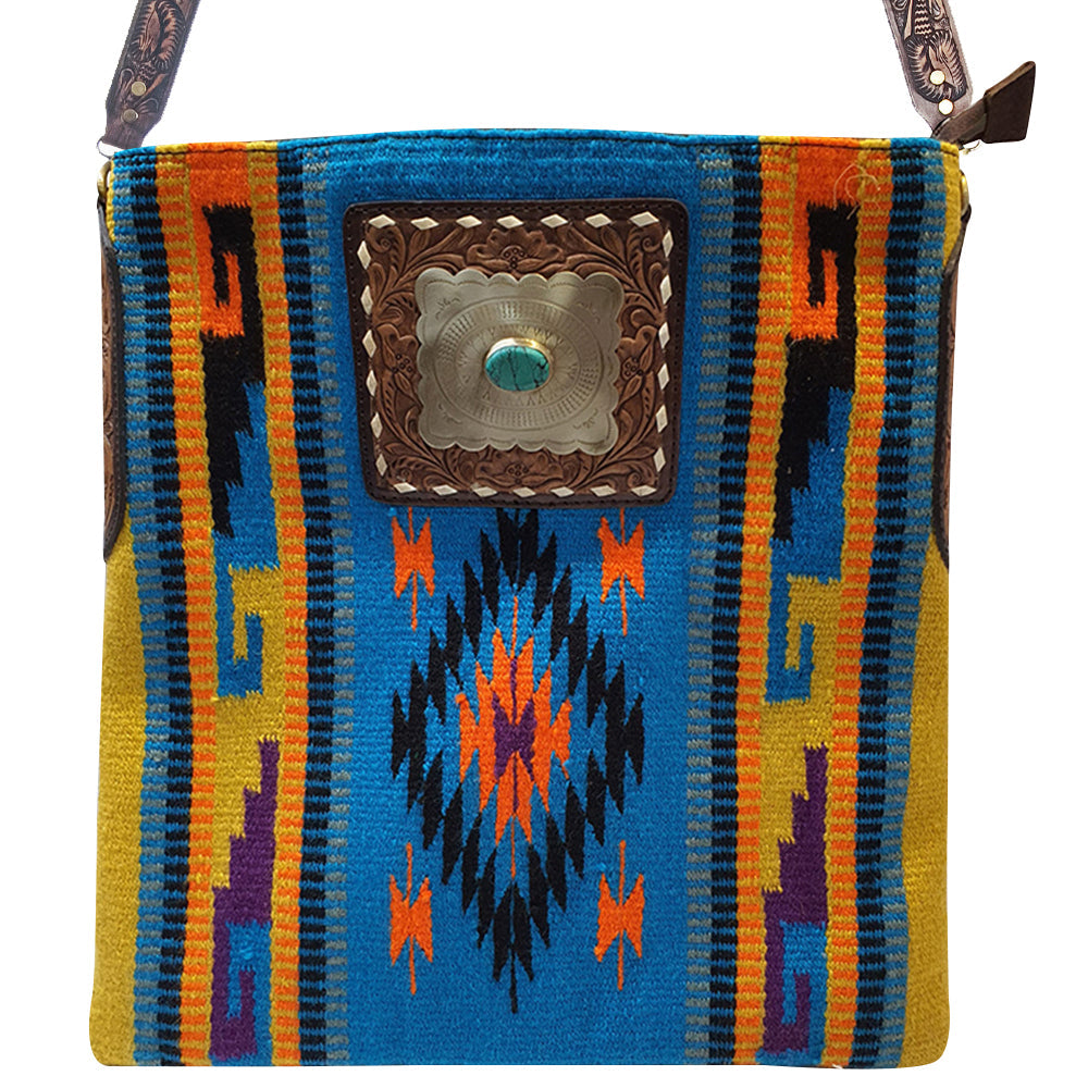 American Darling Messenger Hand Tooled Saddle Blanket Genuine Leather