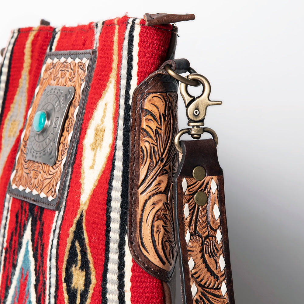 American Darling Messenger Hand Tooled Saddle Blanket Genuine Leather