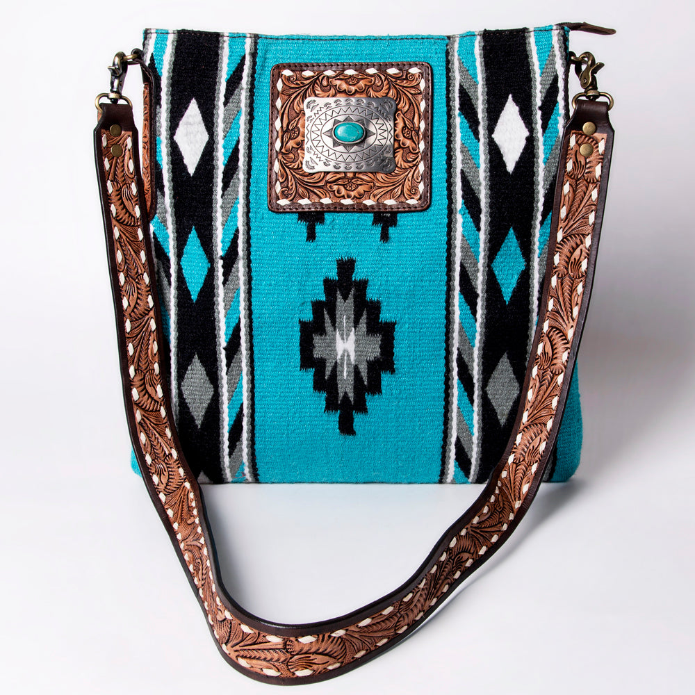 American Darling Messenger Hand Tooled Saddle Blanket Genuine Leather