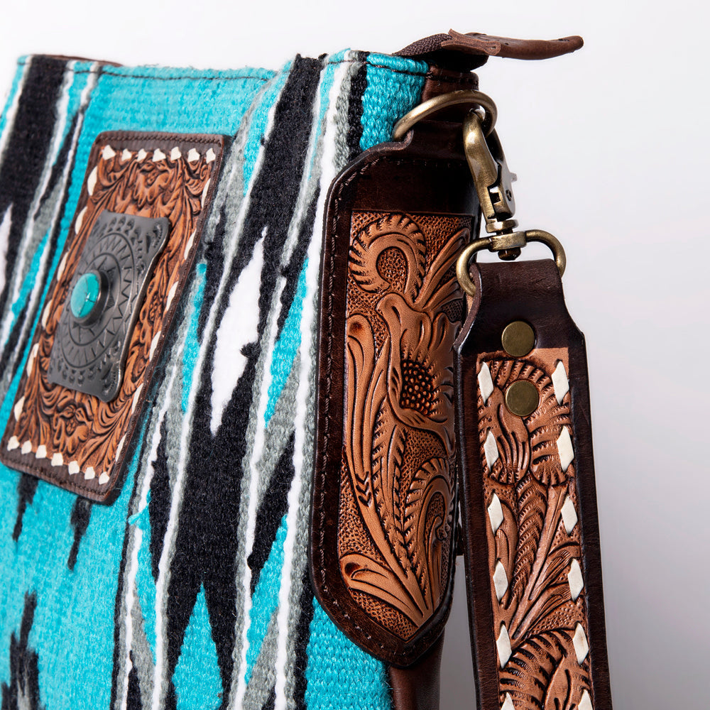 American Darling Messenger Hand Tooled Saddle Blanket Genuine Leather