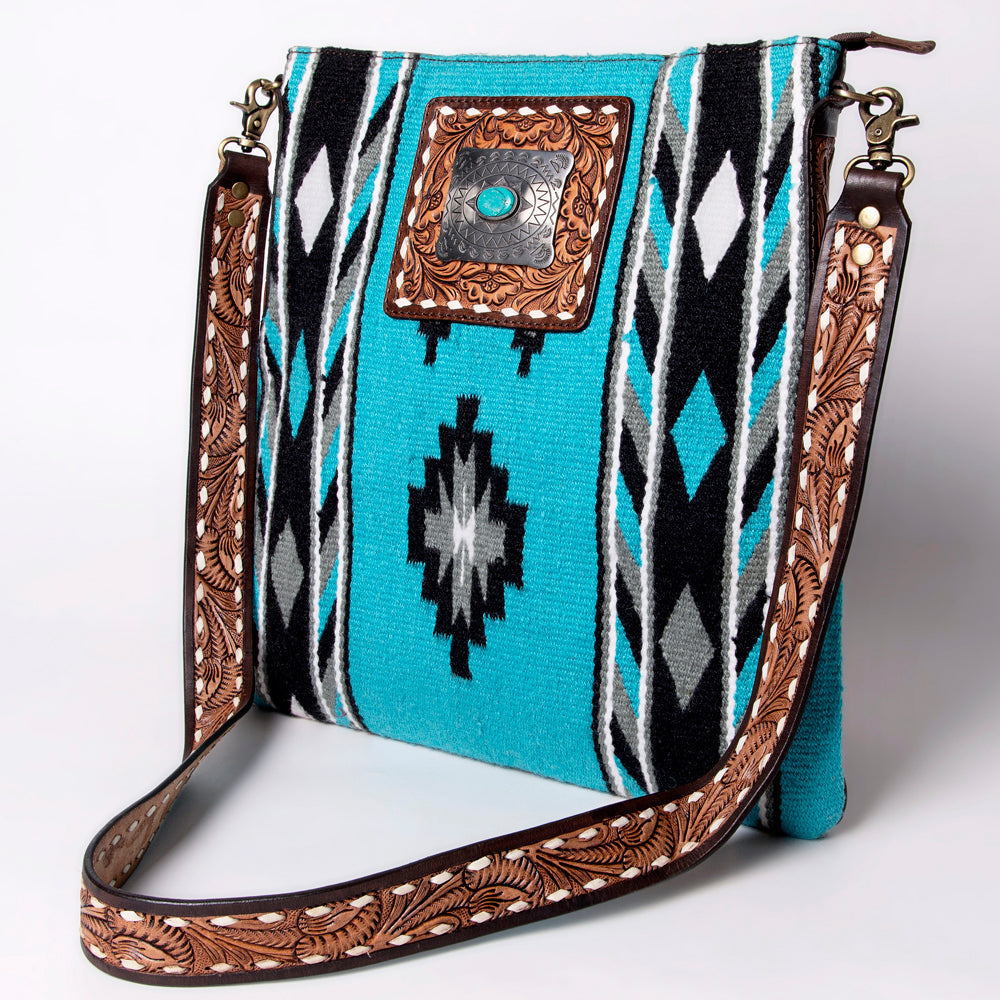 American Darling Messenger Hand Tooled Saddle Blanket Genuine Leather