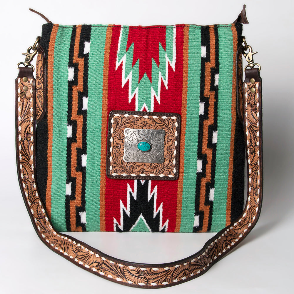 American Darling Hand-Tooled Saddle Blanket Leather Large Crossbody Bag