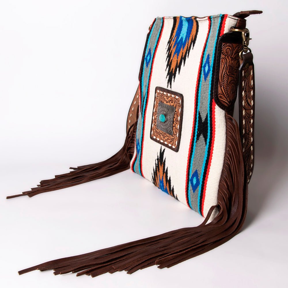 American Darling Large Crossbody Hand Tooled Saddle Blanket Genuine Leather