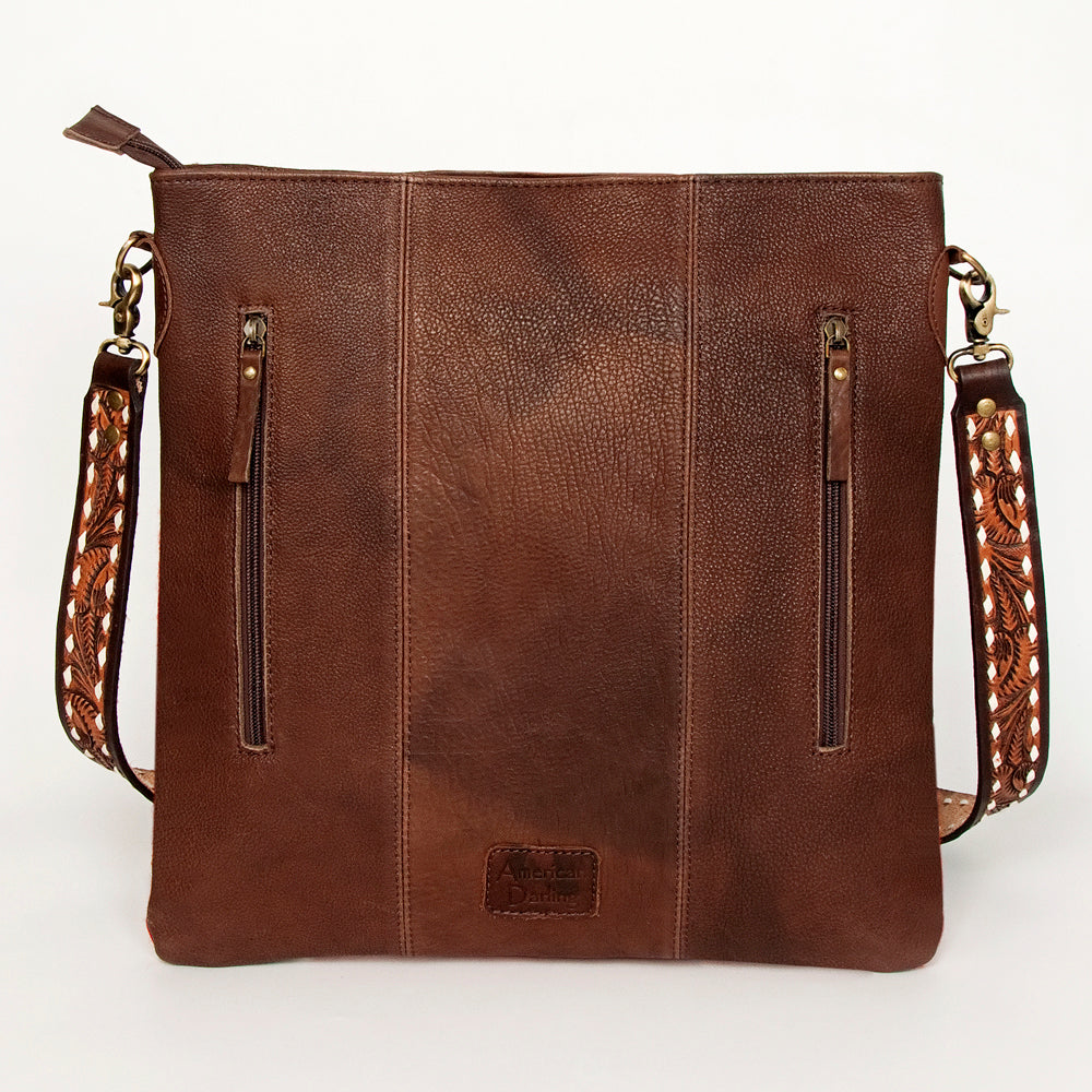 American Darling Hand-Tooled Saddle Blanket Leather Large Crossbody Bag
