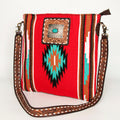 American Darling Hand-Tooled Saddle Blanket Leather Large Crossbody Bag