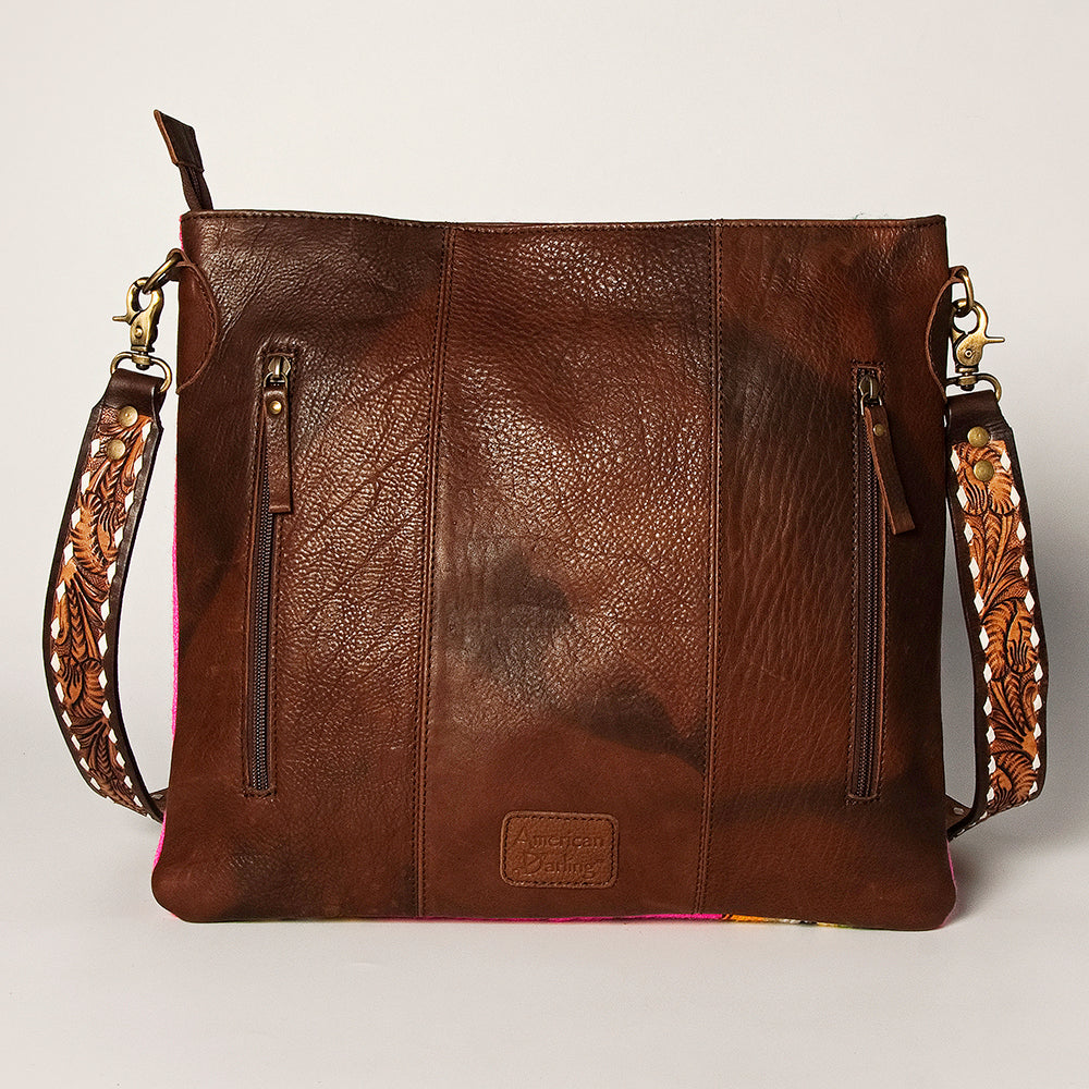 American Darling Hand-Tooled Saddle Blanket Leather Large Crossbody Bag