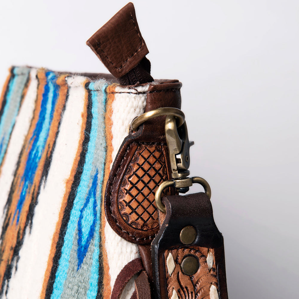 American Darling Hand-Tooled Saddle Blanket Genuine Leather Crossbody Bag