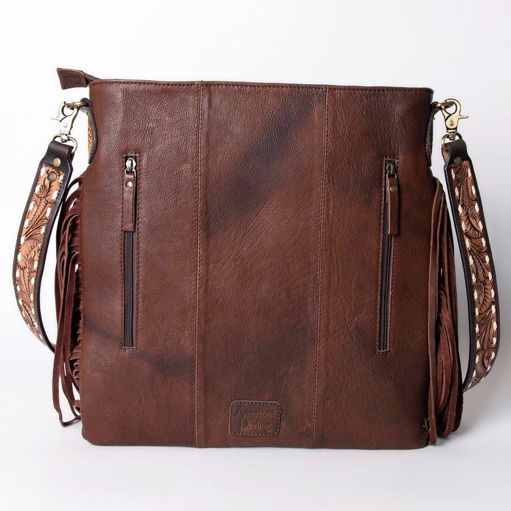 American Darling Hand-Tooled Saddle Blanket Genuine Leather Crossbody Bag