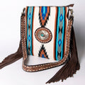 American Darling Hand-Tooled Saddle Blanket Genuine Leather Crossbody Bag