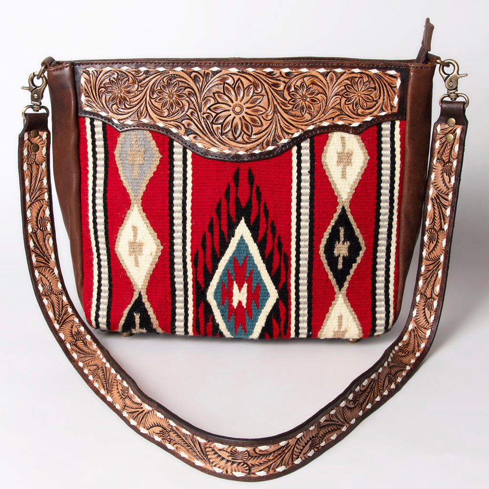 American Darling Messenger Hand Tooled Saddle Blanket Genuine Leather