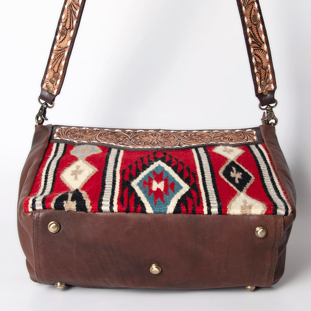 American Darling Messenger Hand Tooled Saddle Blanket Genuine Leather